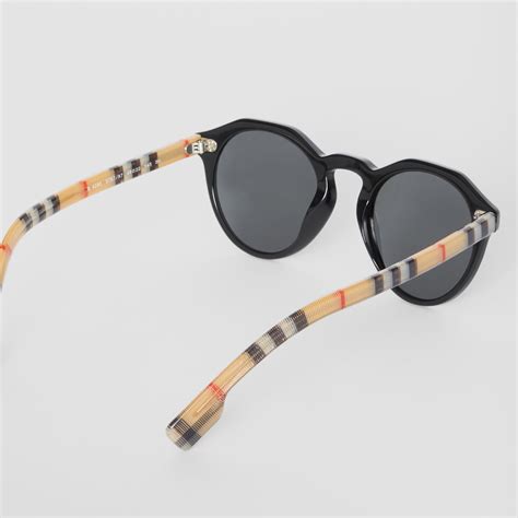 burberry vintage check detail round frame sunglasses|Check Round Sunglasses in Vintage check .